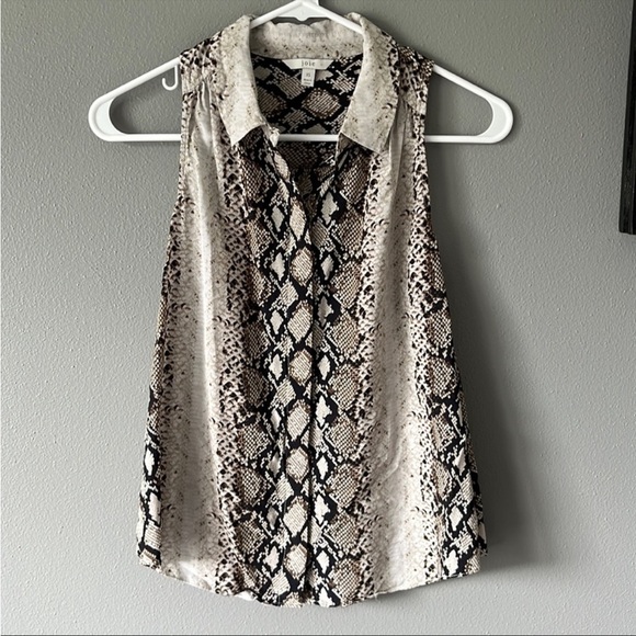Joie Tops - Joie Snakeskin Collared Sleeveless Blouse